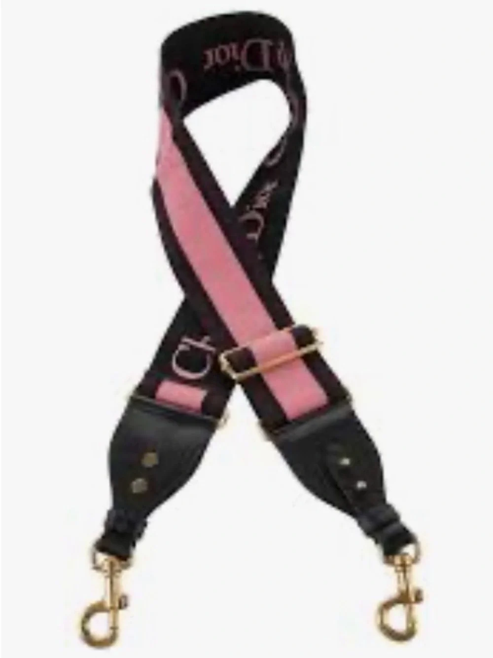 Dior Pink and Black Embroidered Logo Strap for Handbags - Picture 2 of 5